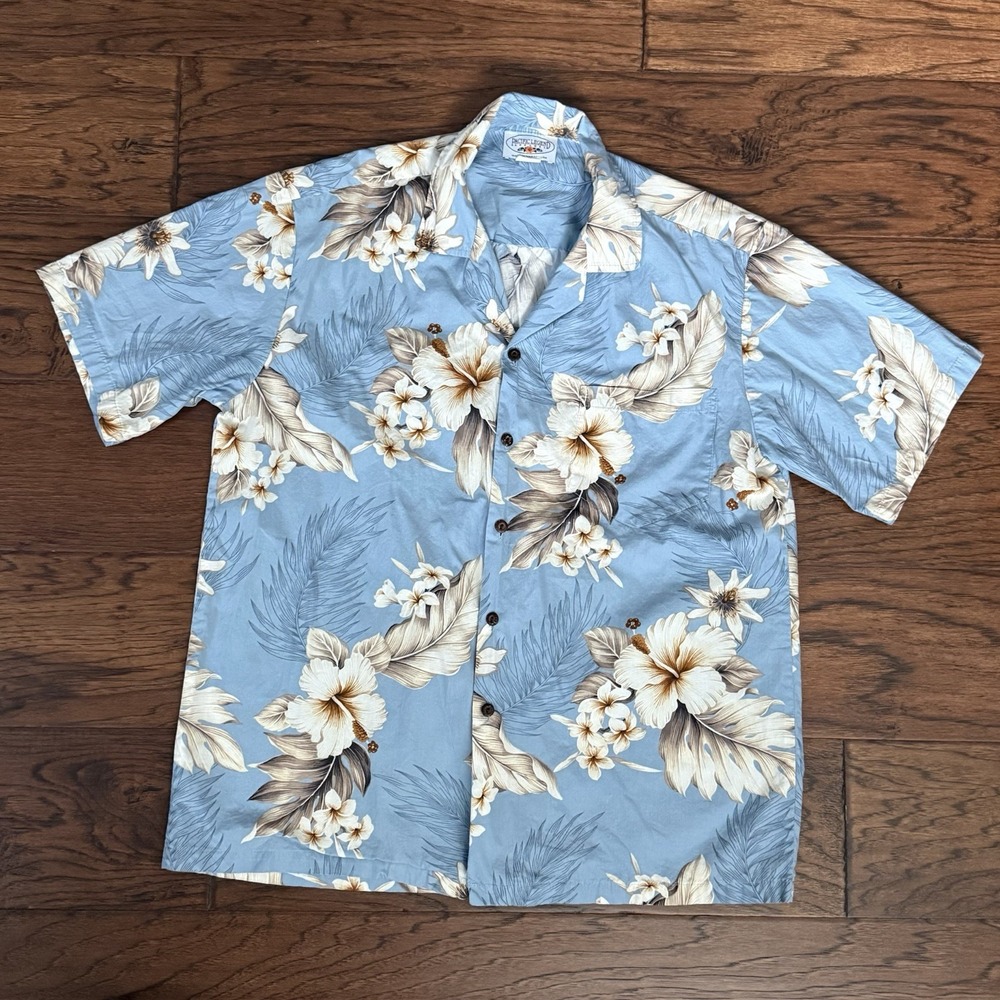 Pacific Legend‎ Hawaiian Shirt Cotton Hibiscus Tropical Coastal Blue Large